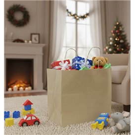 Paper Kraft Bag with Twisted Handles 80 g/m² 32+16x26cm (25 Units)