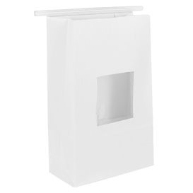 SOS Bag with Tin Tie and Window White 15+7x23cm (50 Uds)