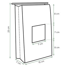 SOS Bag with Tin Tie and Window White 15+7x23cm (50 Uds)