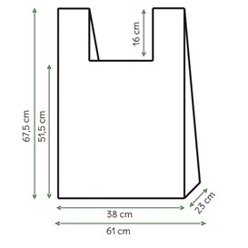Reusable Plastic T-Shirt 60x70cm 50µm (50 Units)