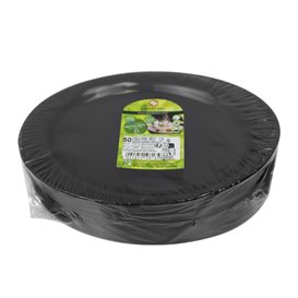 Reusable Rigid Plate PP Flat Black "Cocktail" 18,5 cm (50 Units)