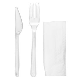 Reusable PS Cutlery Set Fork, Knife and Napkin (500 Units)