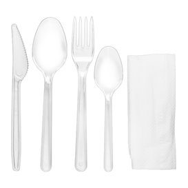 Reusable PS Cutlery Set Fork, Knife, Spoon, Teaspoon and Napkin (500 Units)