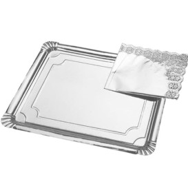 Paper Tray Rectangular shape Silver 34x42cm (50 Units) 